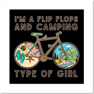 Funny I'm A Flip Flops And Camping type Of Girl Bicycle Posters and Art